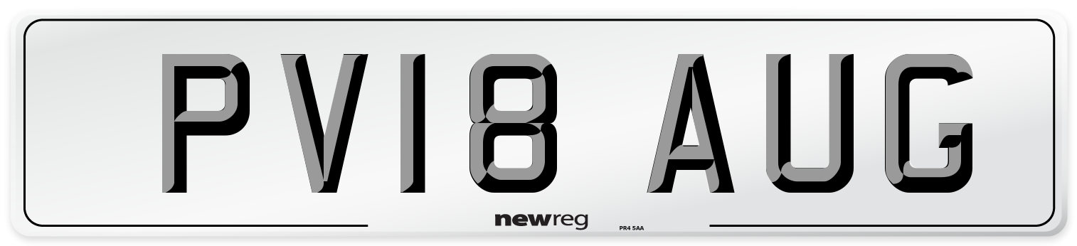 PV18 AUG Number Plate from New Reg